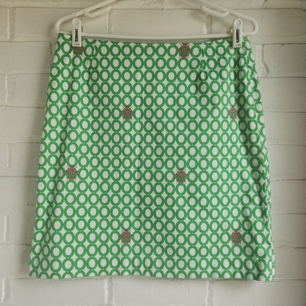 Melly M Melissa Madden Lady Bug Skirt Green Pink Pencil  Size 6